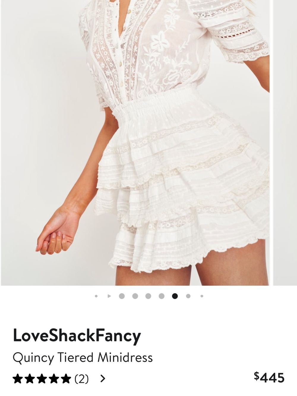 LoveShackFancy White Tiered Skort with Lace Trim